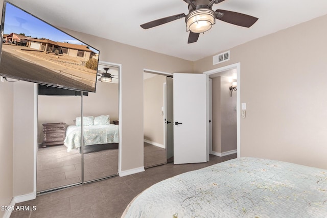 bedroom featuring ceiling fan