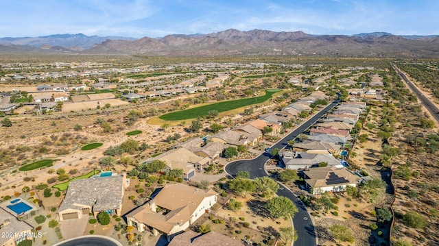 bird's eye view with a mountain view