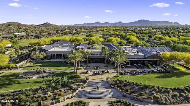 bird's eye view with a mountain view