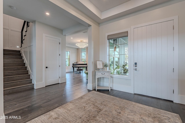 foyer featuring dark hardwood / wood-style flooring