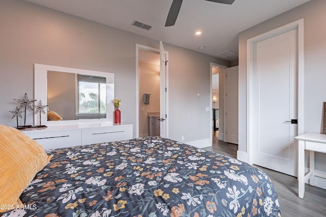 bedroom featuring ceiling fan