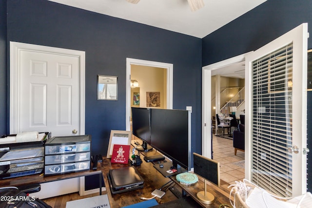 view of tiled home office