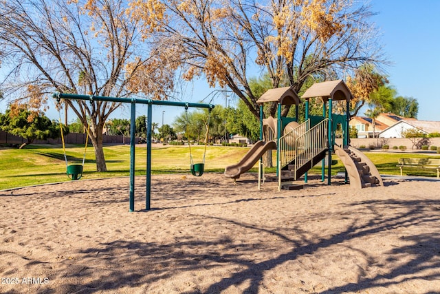 community playground with a yard