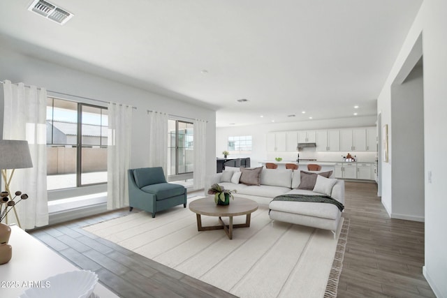 living room with plenty of natural light