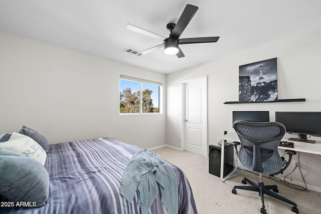 3665 S Jojoba Way, Chandler, AZ 85248 - bedroom featuring carpet flooring, a desk, baseboards, and a ceiling fan