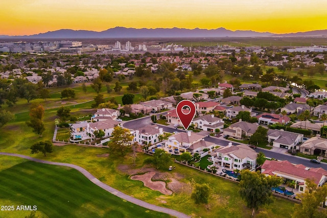 3665 S Jojoba Way, Chandler, AZ 85248 - aerial view of property's location with a mountain backdrop and nearby suburban area