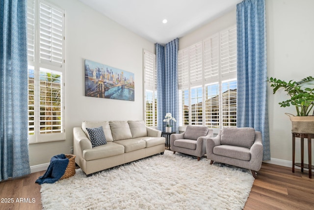3665 S Jojoba Way, Chandler, AZ 85248 - living area featuring wood finished floors, baseboards, and recessed lighting
