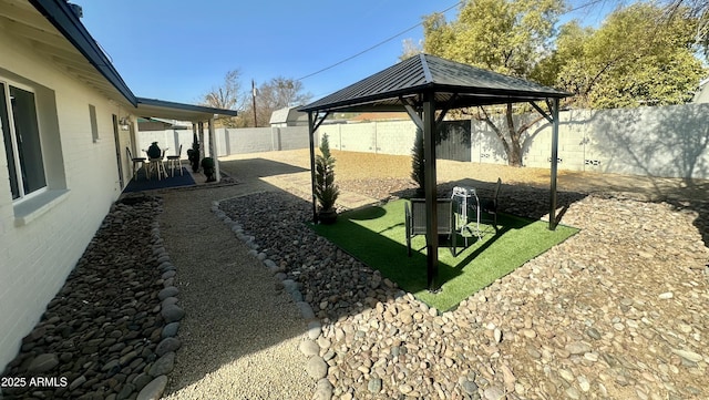 view of yard with a gazebo