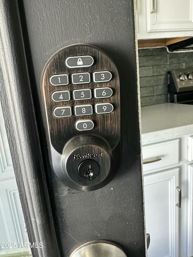 interior details featuring stainless steel range oven