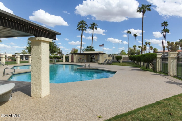 view of pool featuring a patio