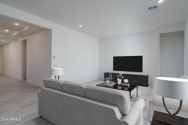 living room with light hardwood / wood-style flooring