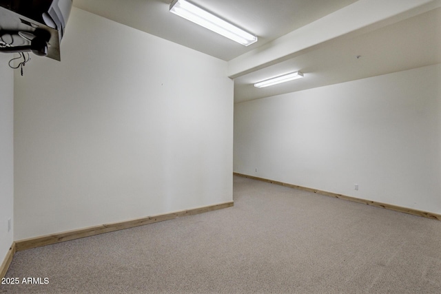 basement with light carpet