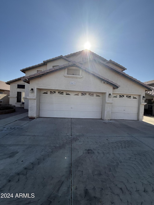 view of front of house with a garage