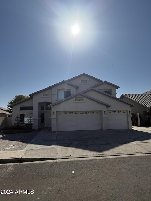 view of front of house with a garage