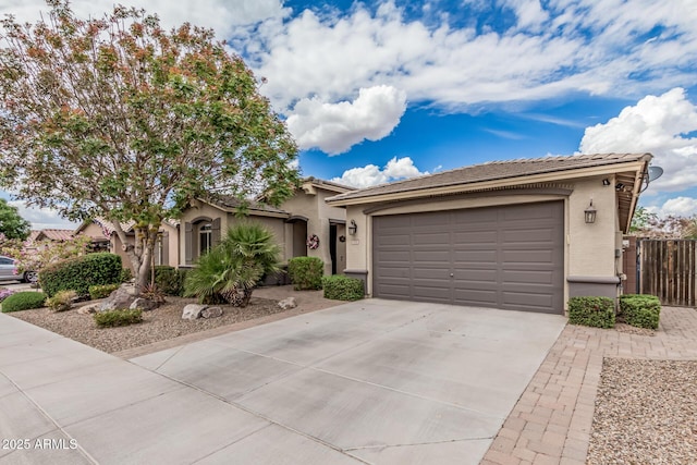 1078 W Redwood Ave, Queen Creek, AZ 85140 - ranch-style home featuring concrete driveway, stucco siding, fence, an attached garage, and a tiled roof