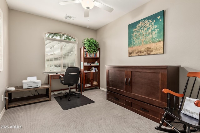 1078 W Redwood Ave, Queen Creek, AZ 85140 - office space with baseboards, visible vents, ceiling fan, and carpet
