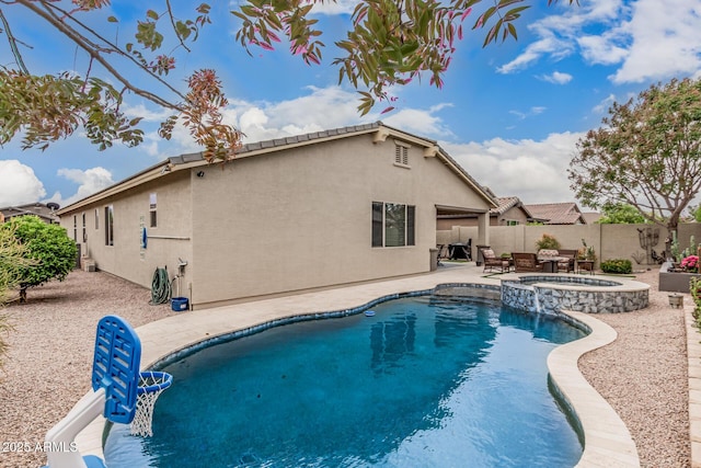 1078 W Redwood Ave, Queen Creek, AZ 85140 - view of pool featuring a fenced backyard, a pool with connected hot tub, and a patio