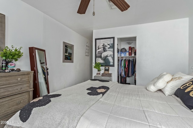 bedroom with a closet and a ceiling fan