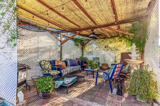 2419 E Billings St, Mesa, AZ 85213 - view of patio with a ceiling fan and an outdoor living space