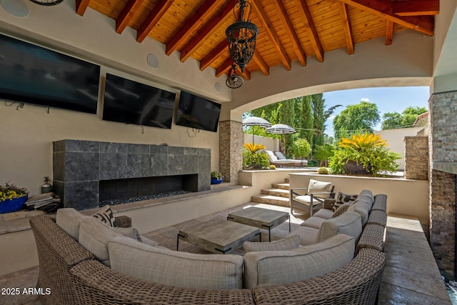 2985 N Point Ridge Rd, Buckeye, AZ 85396 - view of patio with an outdoor living space with a fireplace