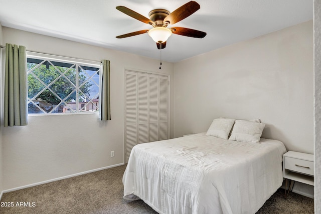 1832 E Concorda Dr, Tempe, AZ 85282 - bedroom with carpet, baseboards, a closet, and ceiling fan