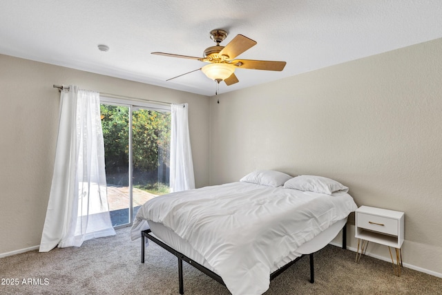 1832 E Concorda Dr, Tempe, AZ 85282 - carpeted bedroom featuring access to exterior, a ceiling fan, and baseboards