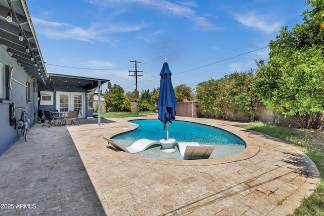 1832 E Concorda Dr, Tempe, AZ 85282 - view of pool featuring french doors, a patio, and a fenced backyard