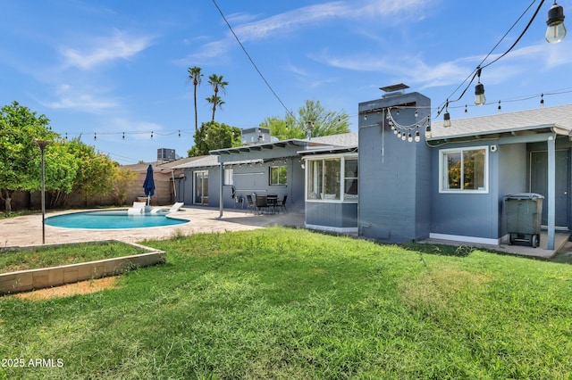 1832 E Concorda Dr, Tempe, AZ 85282 - rear view of property featuring a patio area, a shingled roof, central air condition unit, and a chimney
