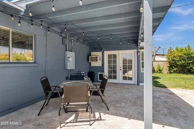 1832 E Concorda Dr, Tempe, AZ 85282 - view of patio / terrace featuring french doors, outdoor dining area, and an AC wall unit