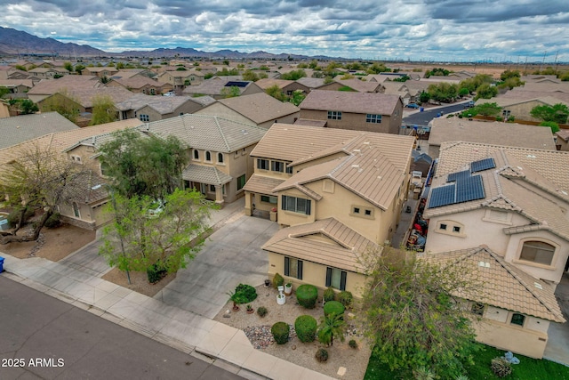 bird's eye view featuring a mountain view and a residential view