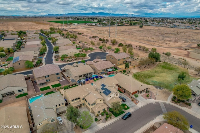 bird's eye view with a mountain view and a residential view