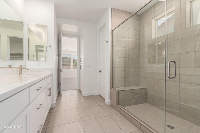 19434 S 212th Pl, Queen Creek, AZ 85142 - full bathroom featuring vanity, a shower stall, and tile patterned floors