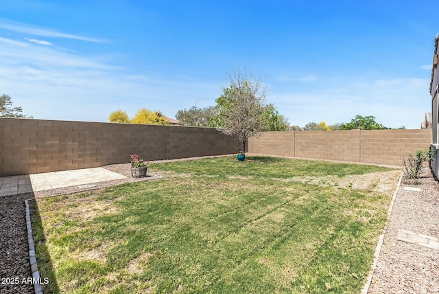 view of yard featuring a fenced backyard