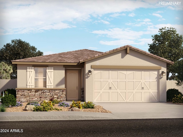 view of front facade featuring a garage