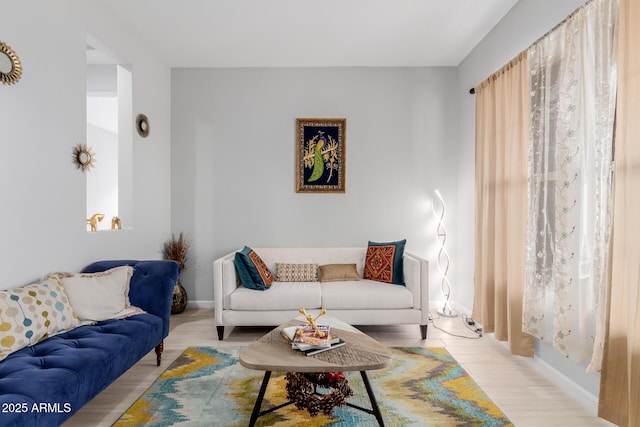 living room with light wood-type flooring