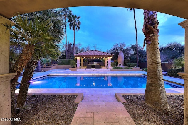 10365 E Paradise Dr, Scottsdale, AZ 85260 - pool with a gazebo, a patio, and a hot tub