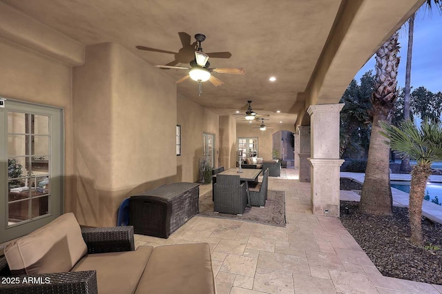 10365 E Paradise Dr, Scottsdale, AZ 85260 - view of patio with an outdoor living space and ceiling fan