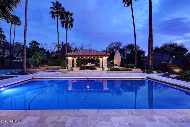 10365 E Paradise Dr, Scottsdale, AZ 85260 - outdoor pool with a gazebo, a jacuzzi, and a patio
