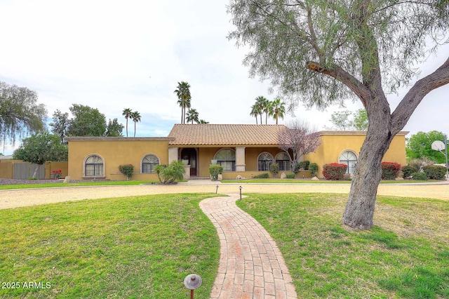 10365 E Paradise Dr, Scottsdale, AZ 85260 - single story home with a front lawn, a tile roof, and stucco siding