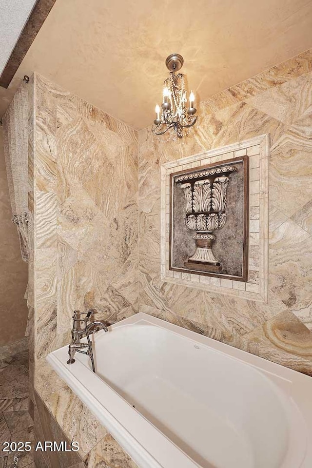 10365 E Paradise Dr, Scottsdale, AZ 85260 - bathroom with a chandelier and a bath
