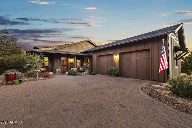 view of front of home with a garage