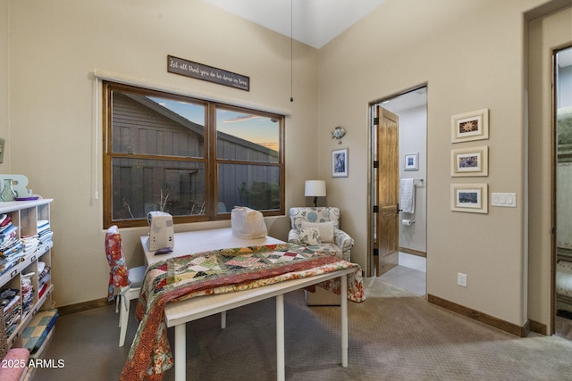 dining space with light carpet