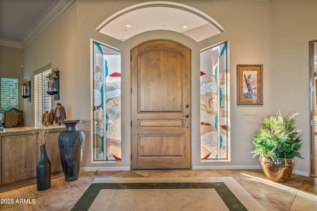 foyer with ornamental molding