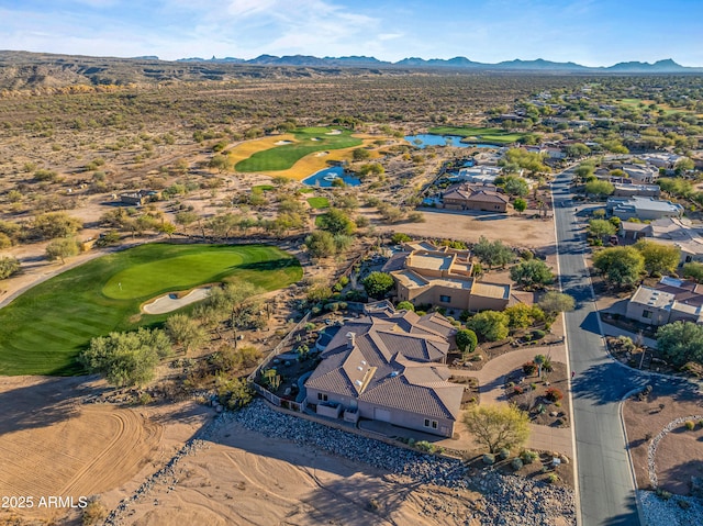 drone / aerial view with a mountain view