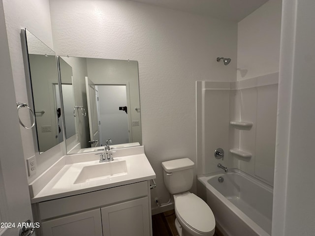 full bathroom with vanity, toilet, and shower / bathtub combination