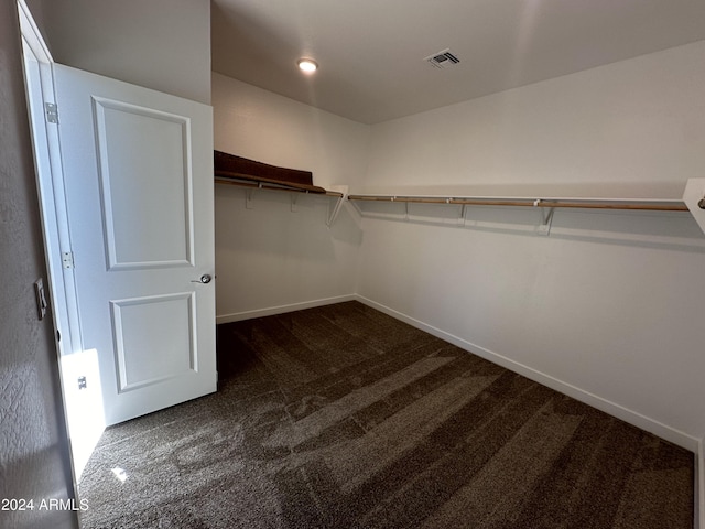 spacious closet with dark carpet