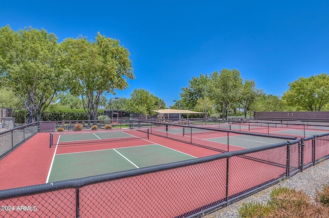 view of tennis court featuring basketball court