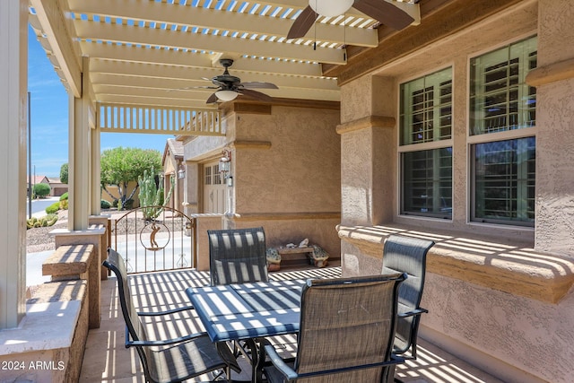 view of patio with a pergola and ceiling fan