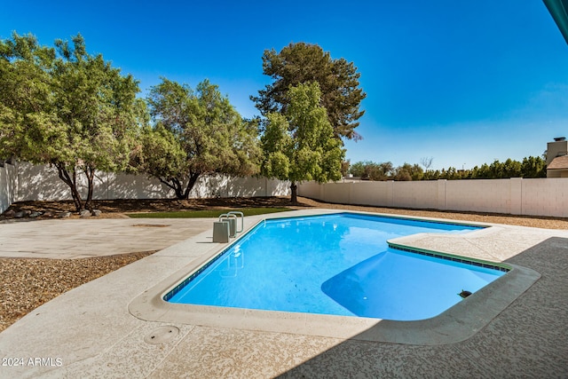 view of swimming pool with a patio area