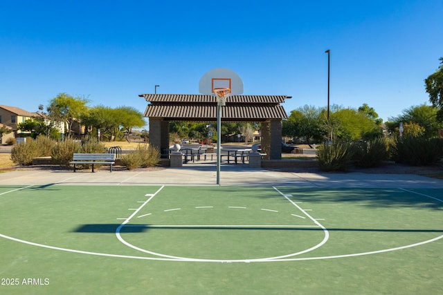 view of sport court with a gazebo